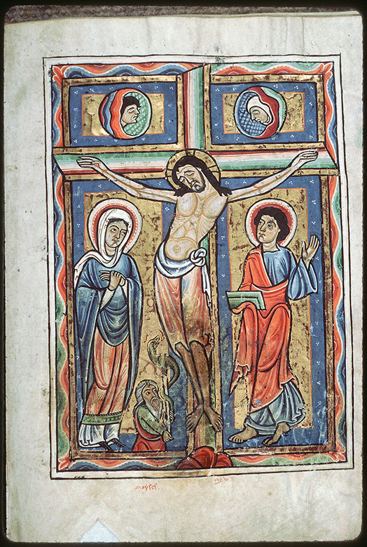 Sacramentaire à l'usage de Saint-Martin de Tours - Christ en croix entre Marie et Jean