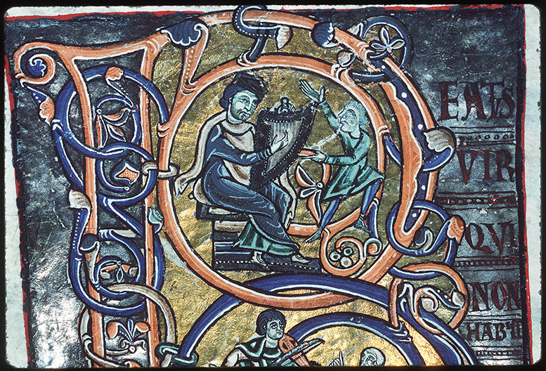 Bible - David jouant de la harpe, danseur et musiciens_1