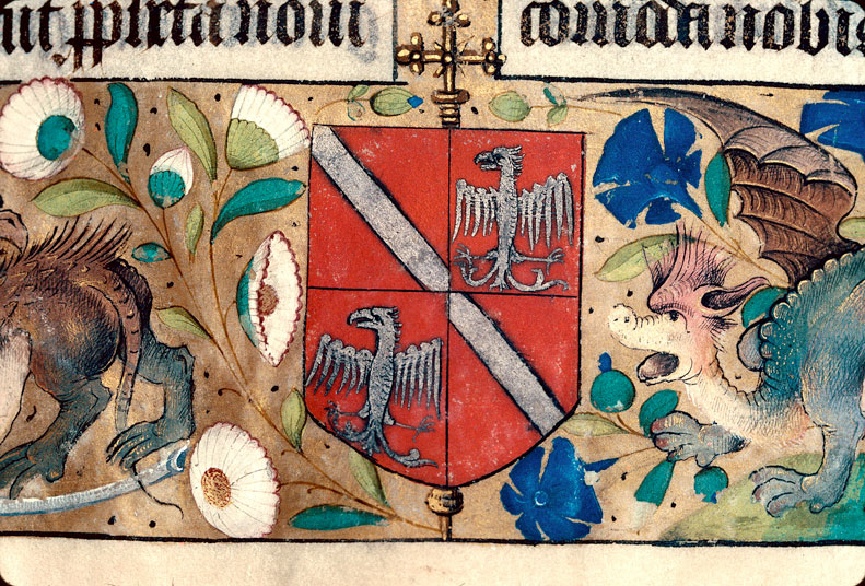 Bréviaire à l'usage de Besançon - Page décorée, avec armes de Charles de Neufchâtel