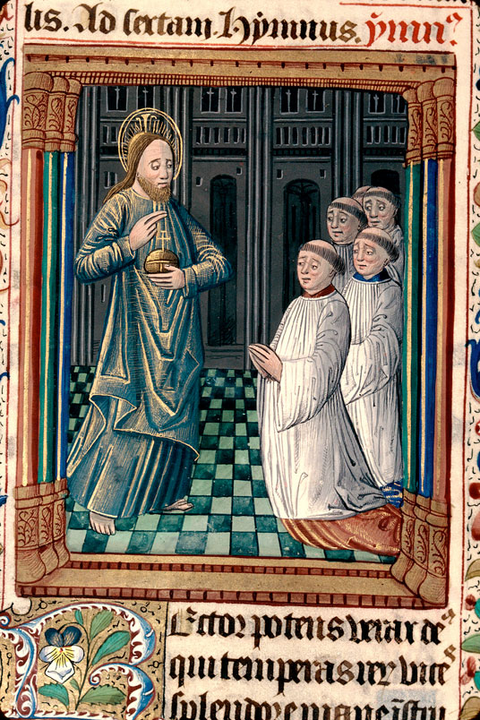 Bréviaire à l'usage de Besançon - Clercs à genoux au pied du Christ