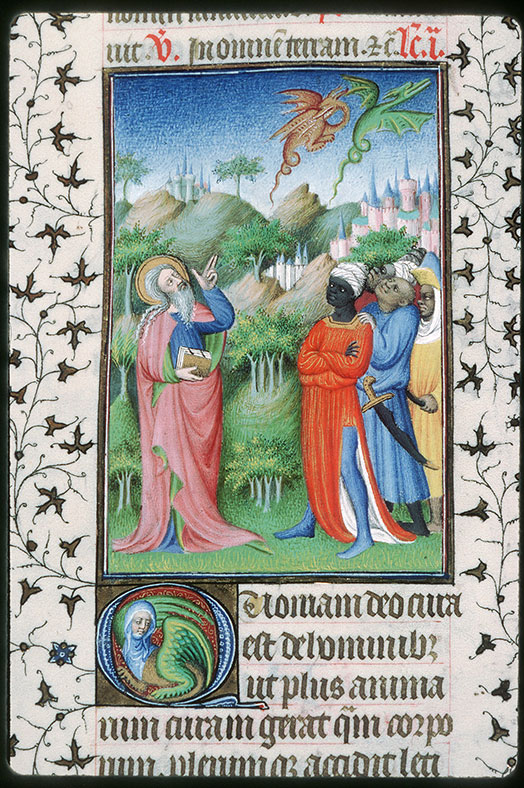 Bréviaire à l'usage de Paris - Saint Matthieu chassant deux dragons en Ethiopie_1