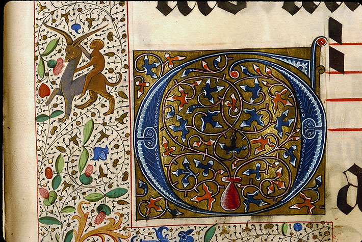 Graduel à l'usage de la cathédrale du Mans - Singe chevauchant un hybride zoomorphe
