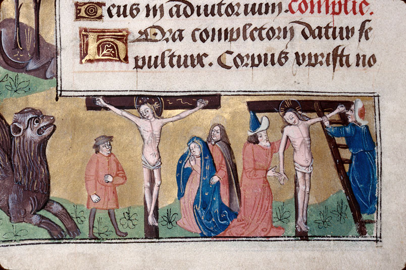 Heures à l'usage d'Amiens - Christ en croix;Descente de Croix