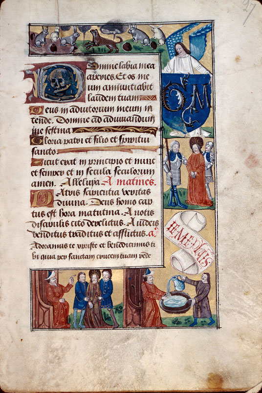 Heures à l'usage d'Amiens - Arrestation du Christ;Jésus devant Pilate;Pilate se lavant les mains_2