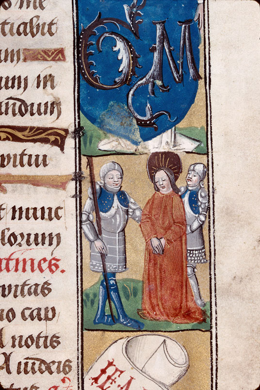 Heures à l'usage d'Amiens - Arrestation du Christ;Jésus devant Pilate;Pilate se lavant les mains
