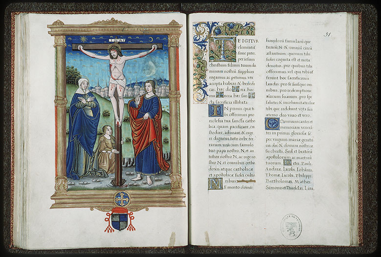 Bénédictionnaire à l'usage de l'abbaye de la Trinité de Vendôme - Christ en croix entre Marie et Jean_1