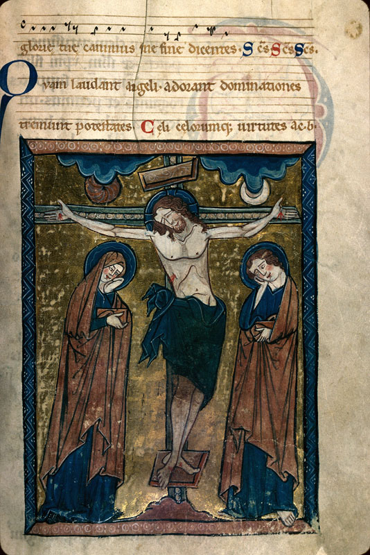 Missel à l'usage de la cathédrale de Reims - Christ en croix entre Marie et Jean