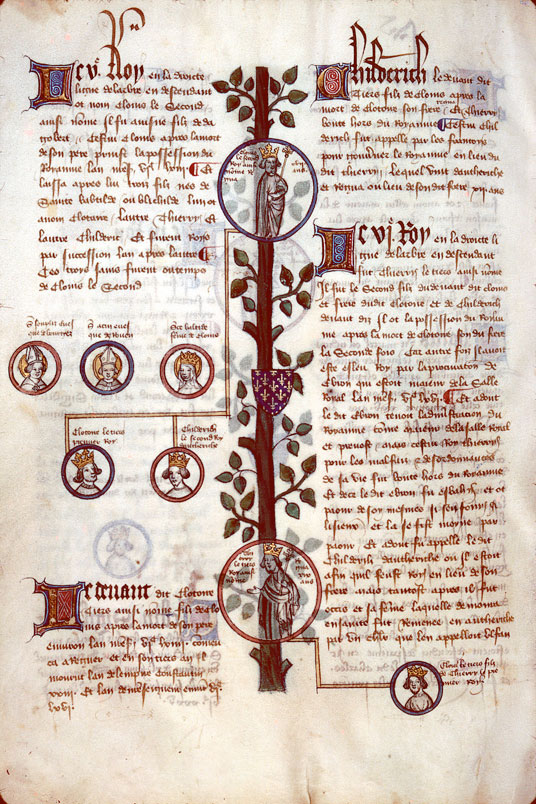 Généalogie des rois de France - Childéric II;Clotaire III;Clovis II;Clovis III;Saint Ouen;Saint Sulpice;Sainte Bathilde;Thierry III