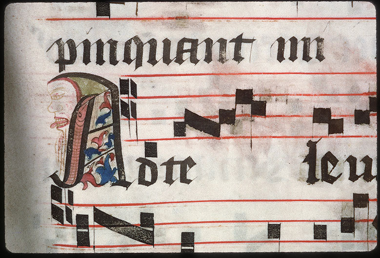 Graduel à l'usage de l'abbaye de la Trinité de Vendôme (?) - Tête d'homme tirant la langue