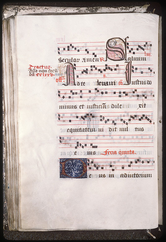 Graduel à l'usage de l'abbaye de la Trinité de Vendôme (?) - Homme, un oiseau sur l'épaule_1