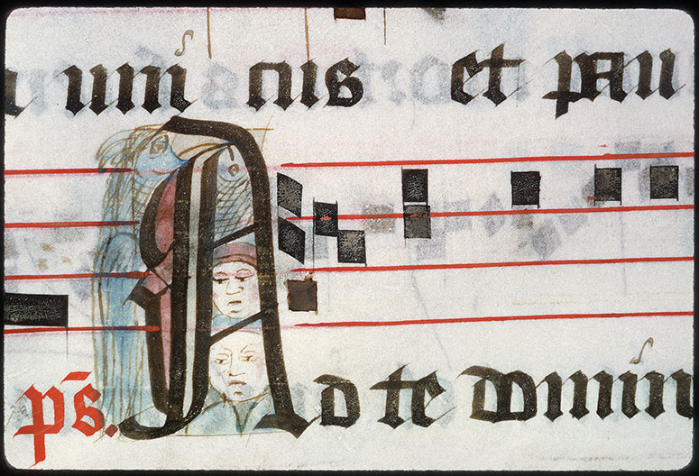 Graduel à l'usage de l'abbaye de la Trinité de Vendôme (?) - Oiseau/Poisson/Têtes d'hommes
