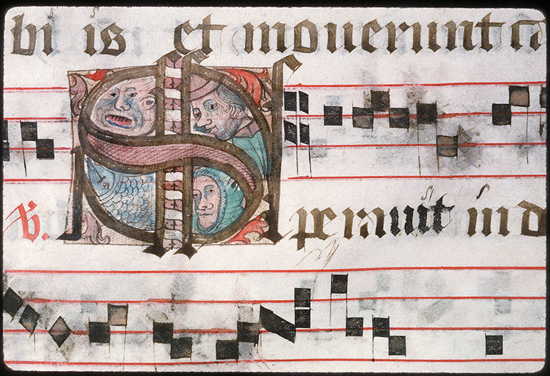 Graduel à l'usage de l'abbaye de la Trinité de Vendôme (?) - Poisson/Têtes d'hommes