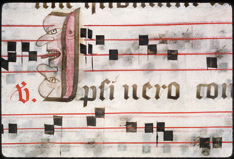 Graduel à l'usage de l'abbaye de la Trinité de Vendôme (?) - Tête d'homme tirant la langue