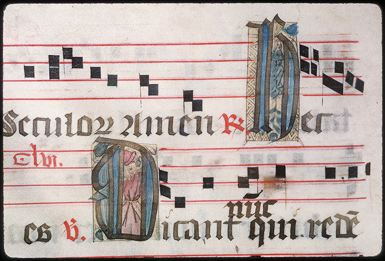 Graduel à l'usage de l'abbaye de la Trinité de Vendôme (?) - Homme regardant une femme (à préciser)