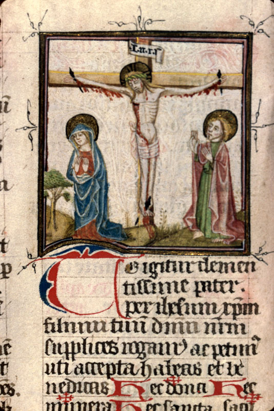 Missel à l'usage de Reims - Christ en croix entre Marie et Jean