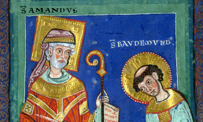 Vita et miracula s. Amandi - Saint Amand dictant son testament à Baudémond_1