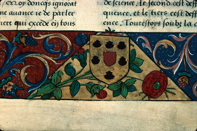 Histoire de la Toison d'or - Page décorée, avec armes (à identifier)