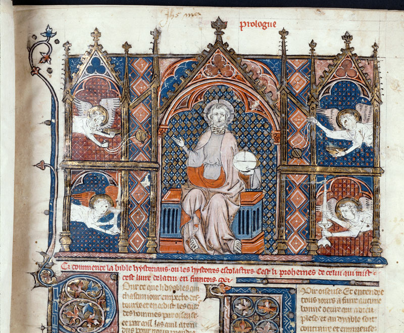 Bible historiale - Dieu en majesté entouré d'anges