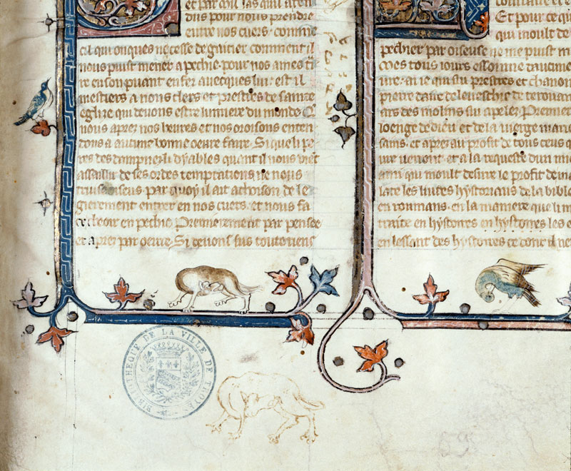 Bible historiale - Castor se castrant/Passereau/Pélican_1