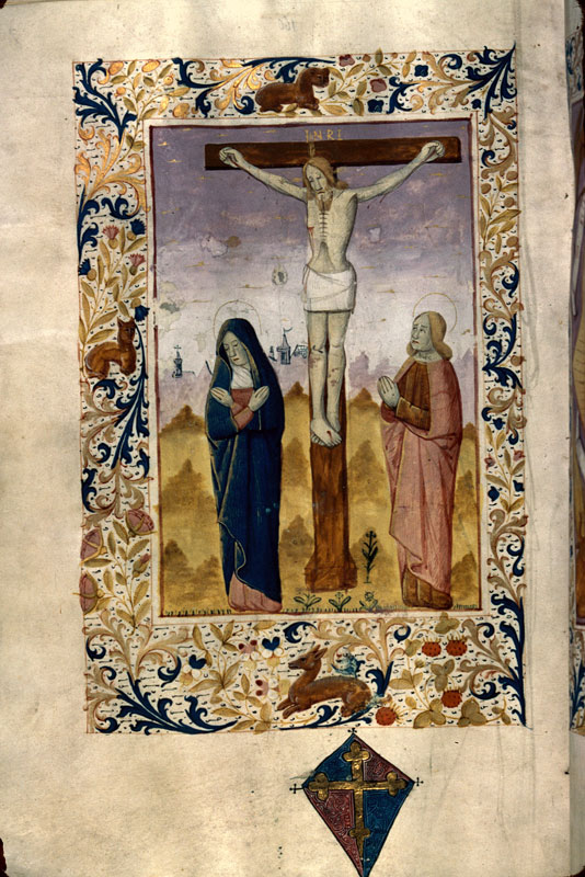 Missel à l'usage de Tours - Christ en croix entre Marie et Jean