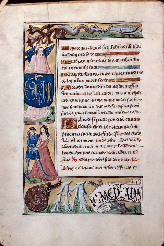 Heures à l'usage d'Amiens - Chiffre (à préciser);Couple;Escargot;Oiseau et hybride zoomorphe