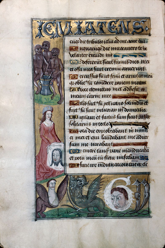 Heures à l'usage d'Amiens - Hybrides anthropomorphe et zoomorphe;Tête d'homme