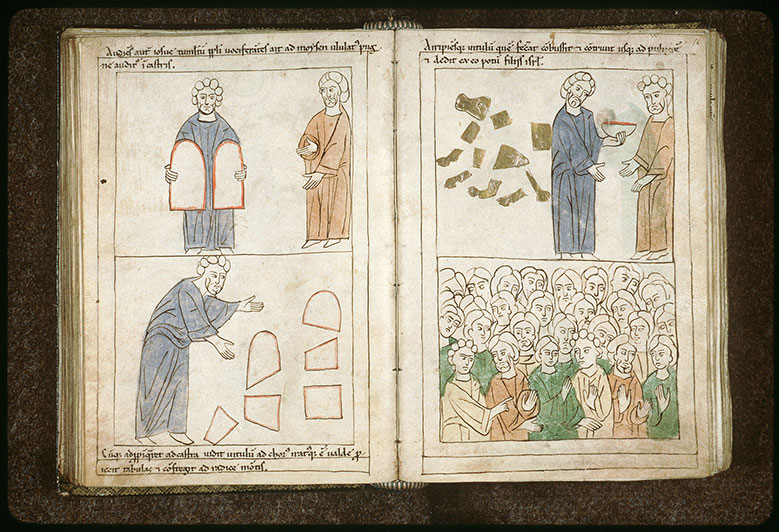 Bible en images - Moïse faisant boire au peuple de l'eau avec de la poudre du veau d'or_2