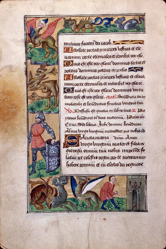 Heures à l'usage d'Amiens - Homme près d'une tour;Hybrides anthropomorphes et zoomorphes;Soldat