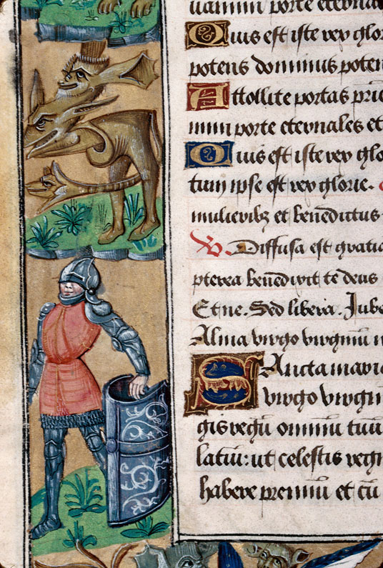 Heures à l'usage d'Amiens - Homme près d'une tour;Hybrides anthropomorphes et zoomorphes;Soldat_2