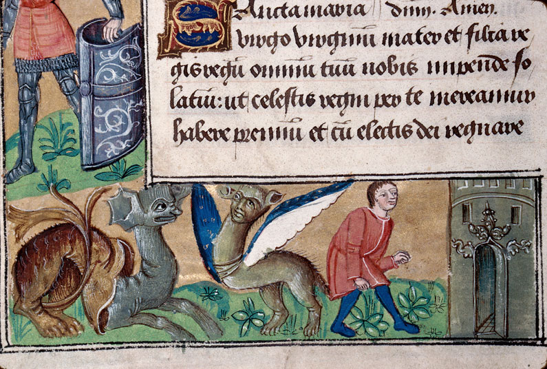 Heures à l'usage d'Amiens - Homme près d'une tour;Hybrides anthropomorphes et zoomorphes;Soldat_3