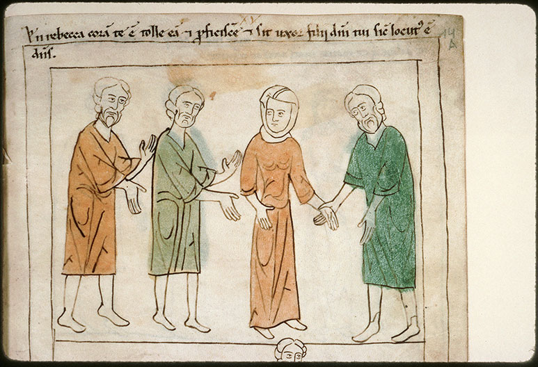 Bible en images - Laban et Bétuel confiant Rébecca à Eliézer