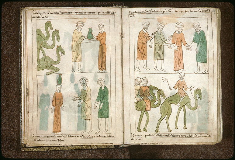 Bible en images - Laban et Bétuel confiant Rébecca à Eliézer_1
