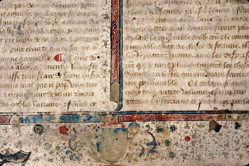 Cas des nobles hommes et femmes (Des) - Page décorée, avec armes de France_1