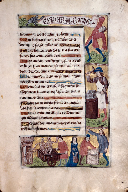 Heures à l'usage d'Amiens - Forgeage d'un fer à cheval_1
