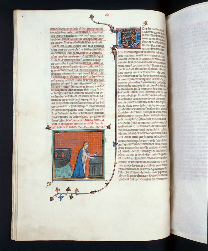Bible historiale - Noé faisant une offrande après le Déluge_1