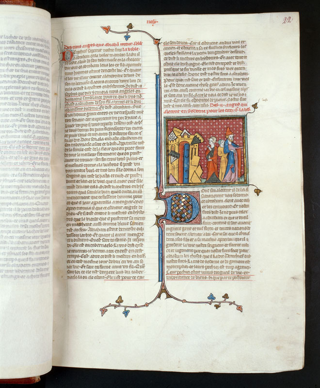 Bible historiale - Destruction de Sodome/Lot et sa famille quittant Sodome_1