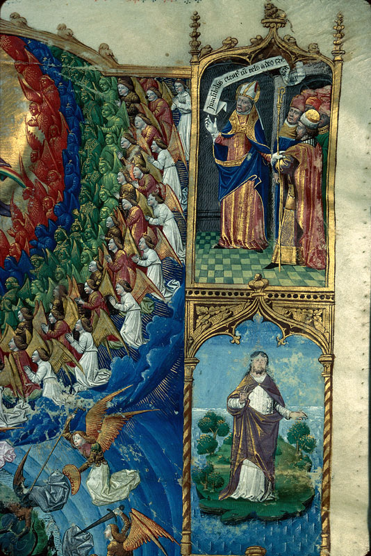 Cité de Dieu - Anges (Les)/Création des anges/Création du ciel/Dieu en majesté entouré d'anges/Saint Augustin_2