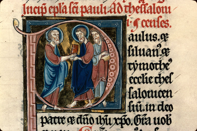 Bible - Saint Paul remettant un livre à Timothée et Silas