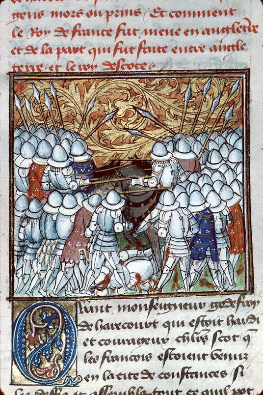 Chroniques - Mort de Godefroy d'Harcourt dans un combat contre les Français_0