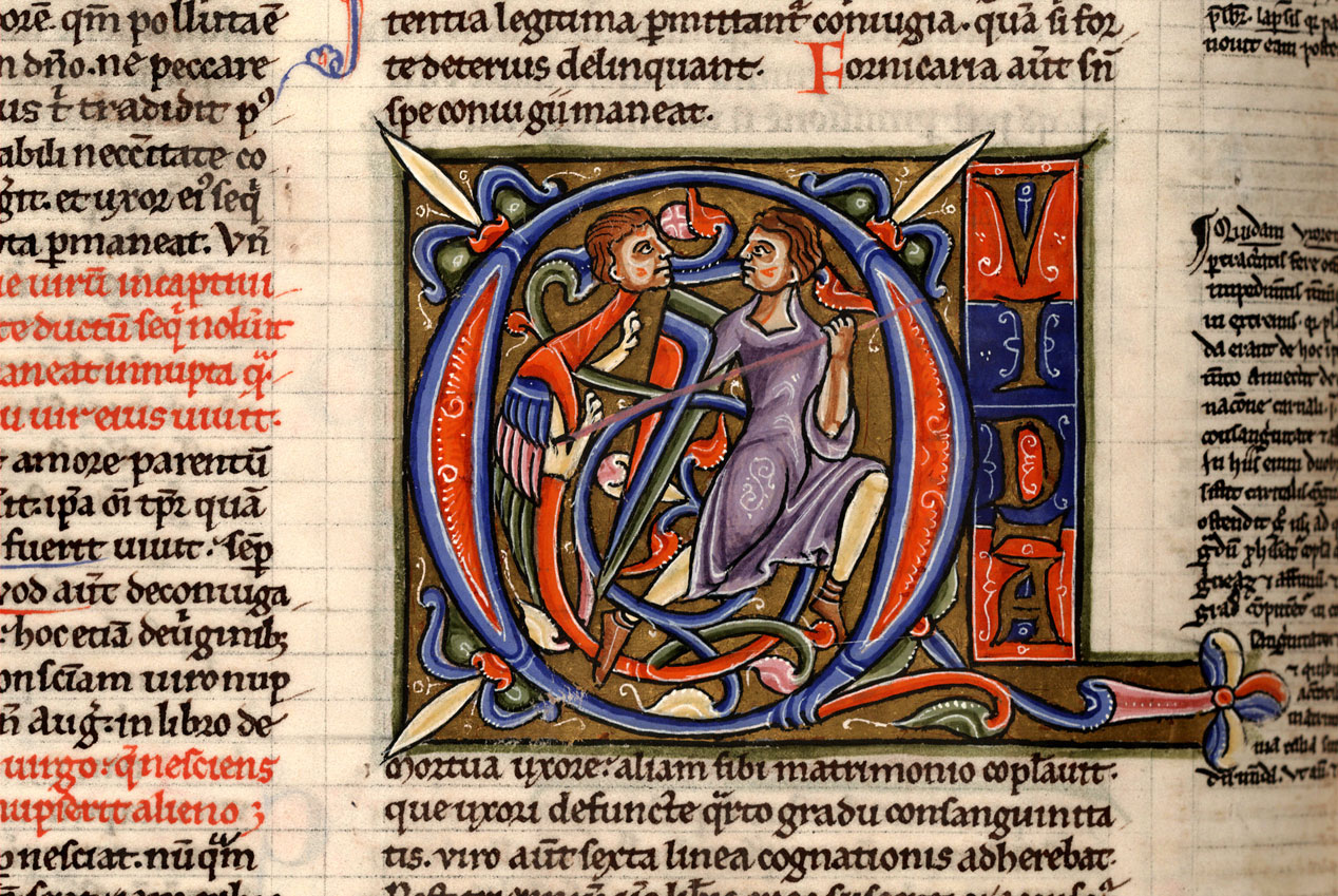 Decretum - Homme luttant contre un hybride anthropomorphe