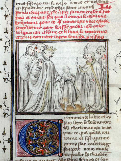 Grandes chroniques de France - Charlemagne à Rome avec son fils Louis le Pieux