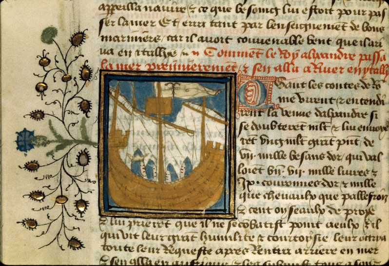 Roman d'Alexandre - Alexandre naviguant vers l'Italie