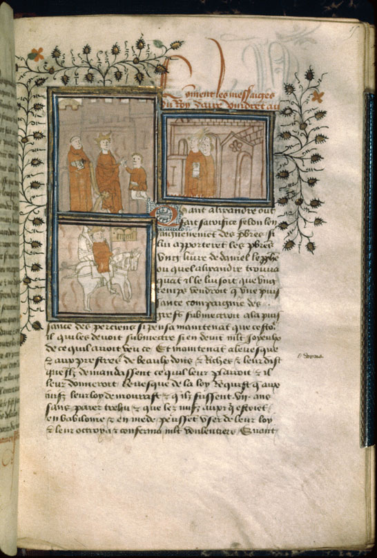 Roman d'Alexandre - Alexandre à Jérusalem où les prêtres lui montrent le livre de Daniel