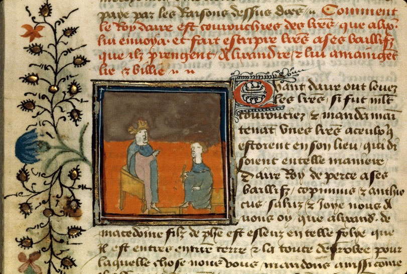 Roman d'Alexandre - Darius III dictant des lettres