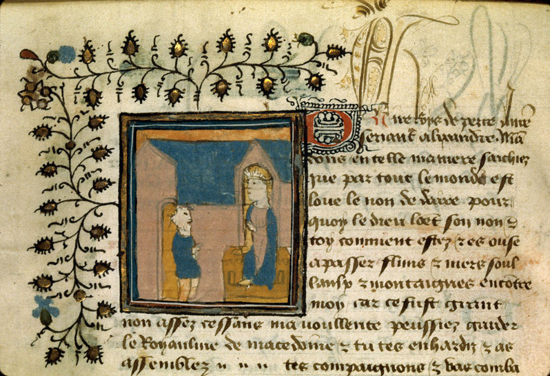 Roman d'Alexandre - Alexandre recevant un messager de Darius