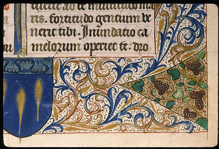 Missel à l'usage de l'abbaye Sainte-Geneviève de Paris - Page décorée, avec armes de Philippe Cousin