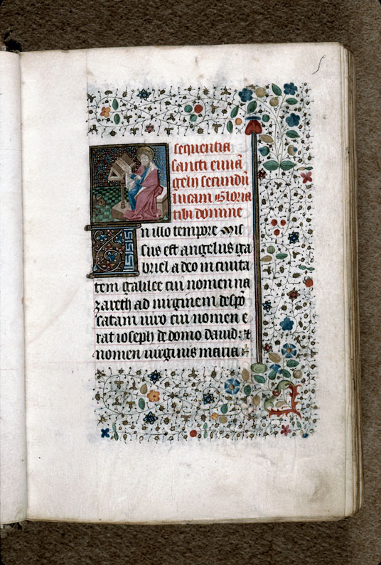 Heures à l'usage de Troyes (?) - Saint Luc écrivant et son symbole_1