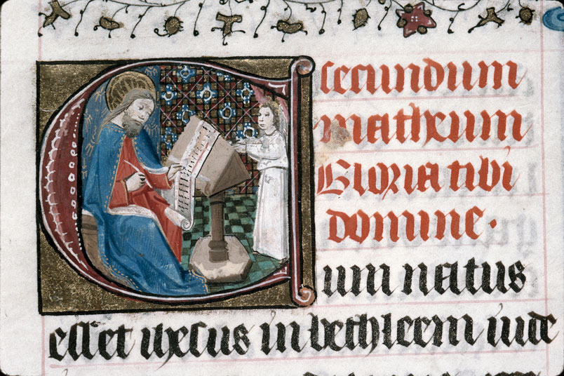 Heures à l'usage de Troyes (?) - Saint Matthieu écrivant et son symbole
