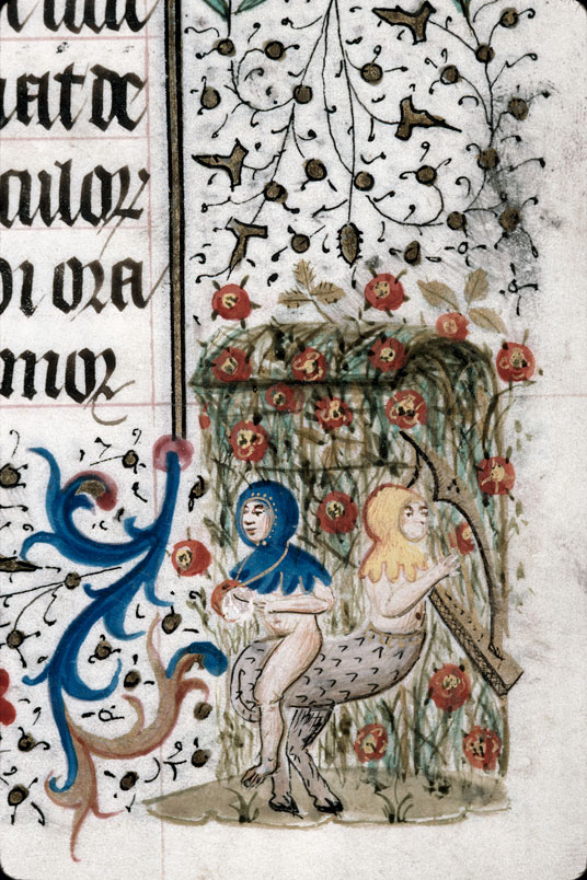 Heures à l'usage de Troyes (?) - Hybride anthropomorphe et homme nu musiciens