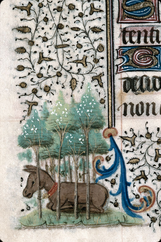 Heures à l'usage de Troyes (?) - Ane attaché dans un bois